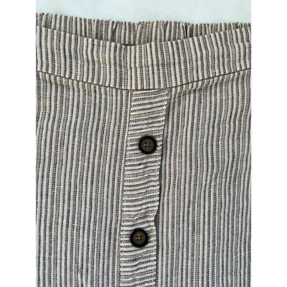 Maurices Midi‎ Skirt Women XL Striped Linen Modest Elastic Waist Button-Front - Picture 4 of 8